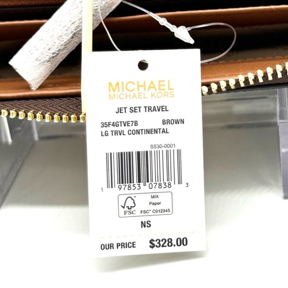 Michael Kors Large Continental Wallet Wristlet Brown Multi - Picture 10 of 10